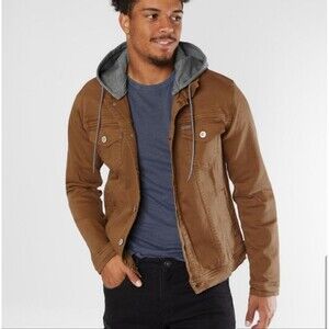 Buckle Depart West Walker Stretch Denim Mix Media Jacket Dark Khaki Men's Large